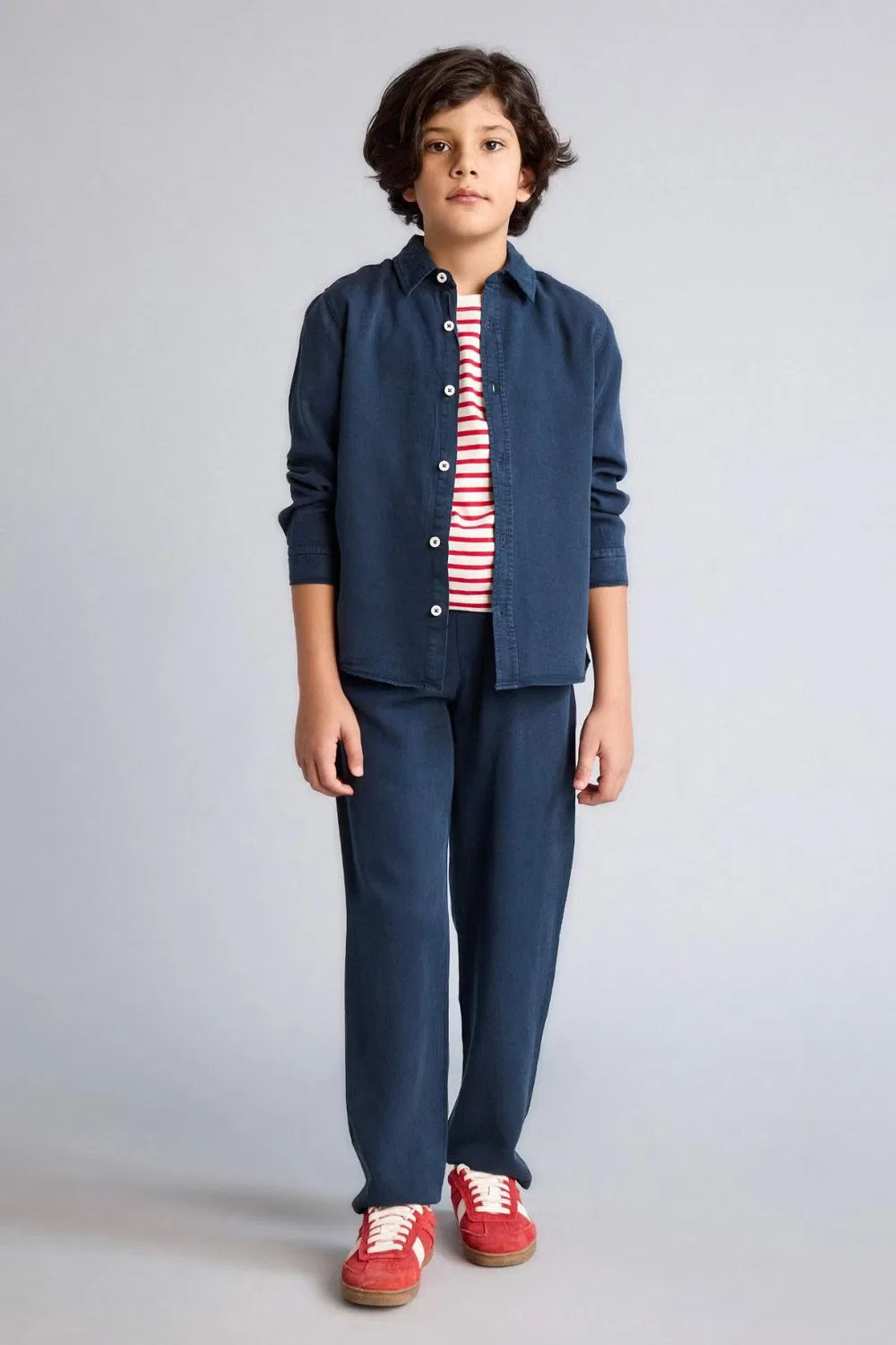 Брюки прямые свободные Boys flowy straight leg Defacto, темно-синий — фото 4