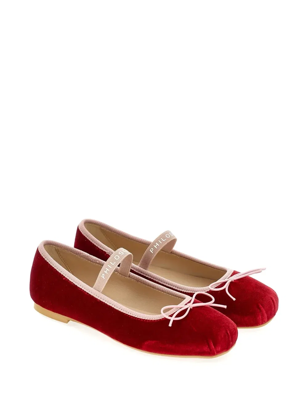 Бархатные балетки с бантом Philosophy Di Lorenzo Serafini Kids, красный