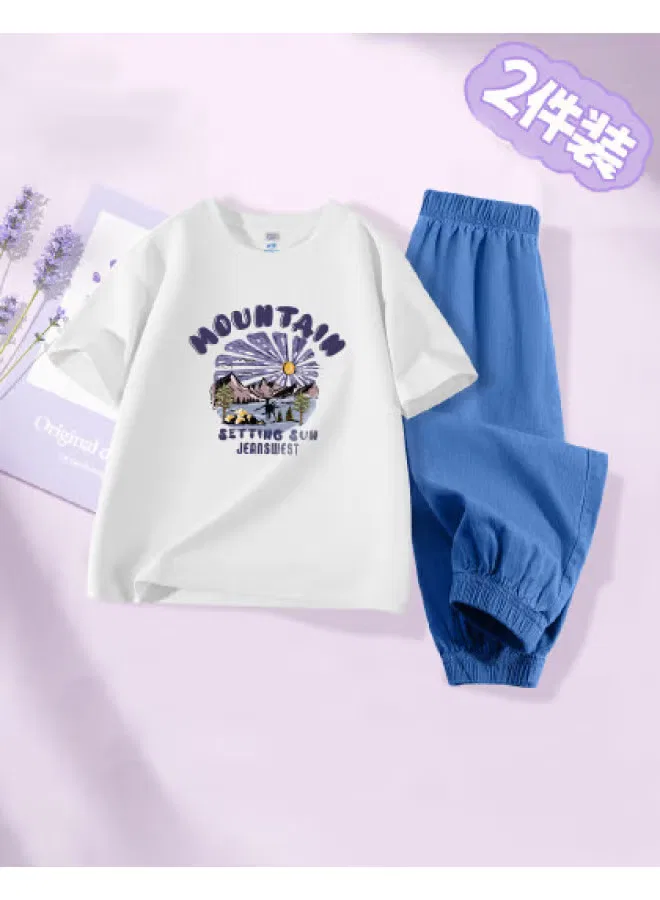Комплект с коротким рукавом из хлопка с эффектом денима Jeanswest, белый
