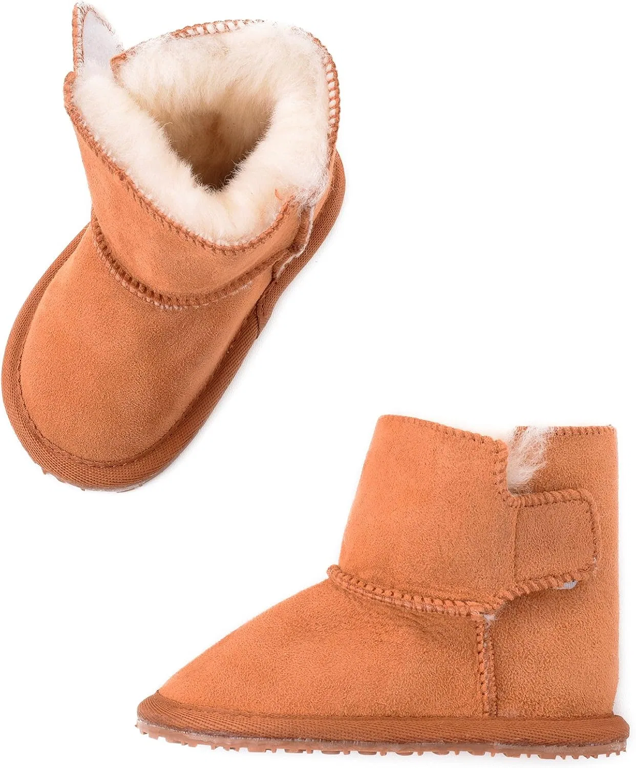 Детские сапоги из овчины с гибкой резиновой подошвой Lambland, Tan — фото 4