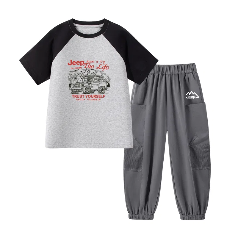 Детский спортивный комплект с принтом Jeep, цвет Gray Black/E Trail Running Sketch-Iron Gray/E White Mountain K