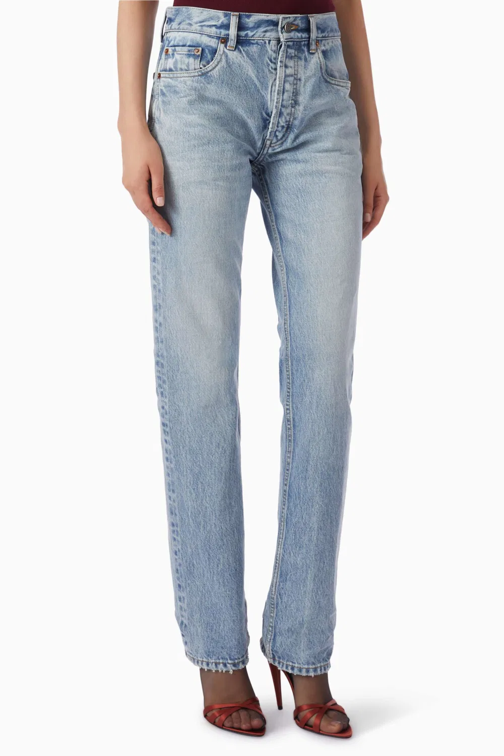 Джинсы прямые SAINT LAURENT