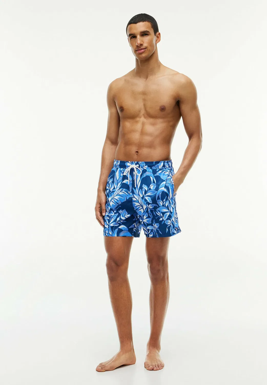 Плавки средней длины с завязками и принтом Tommy Hilfiger, Vintage Tropical Floral Blue Jean — фото 2