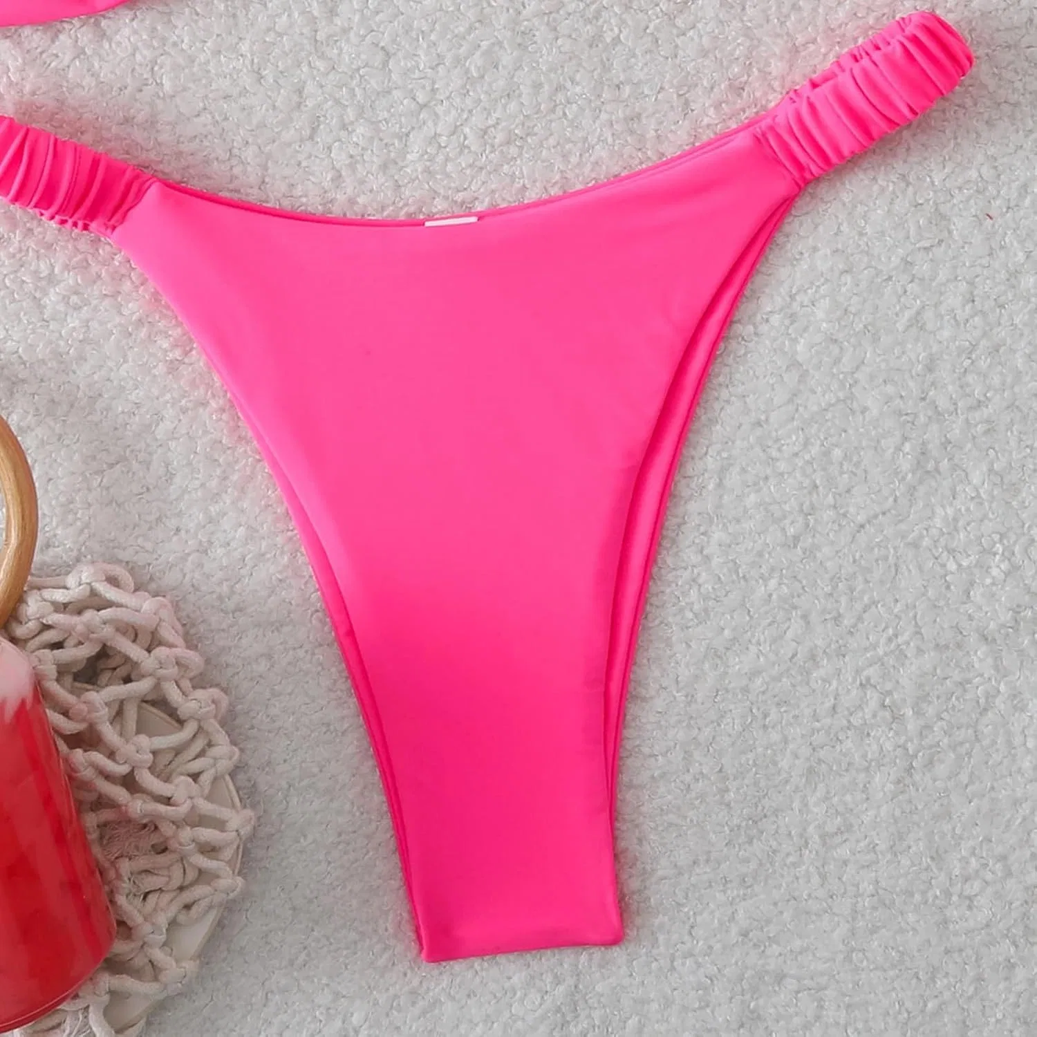 Женский бикини-сет с высокой линией бедра, Hot Pink — фото 2