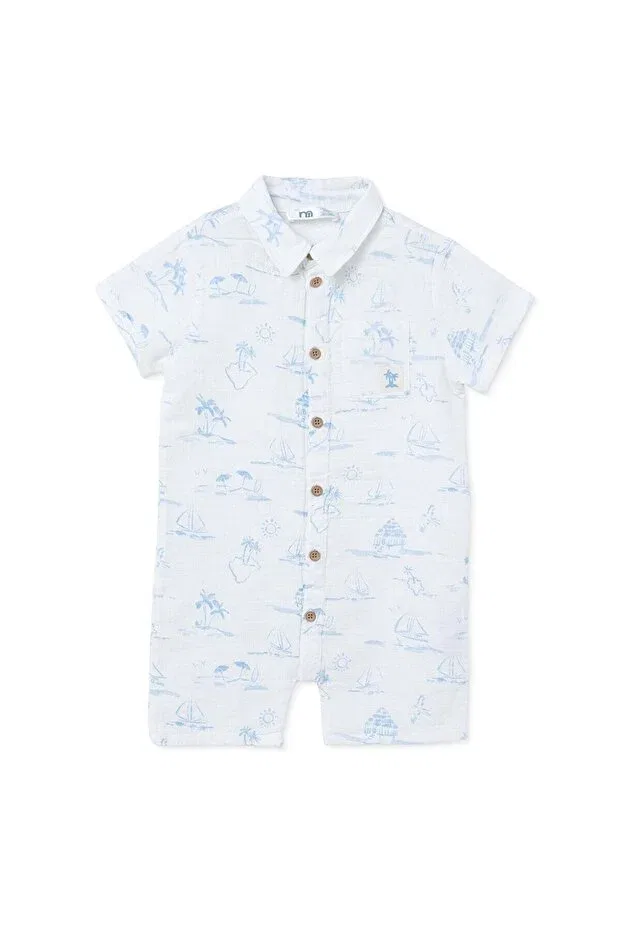 Детский комбинезон для мальчиков с принтом palm tree printed Mothercare, Ecru Printed