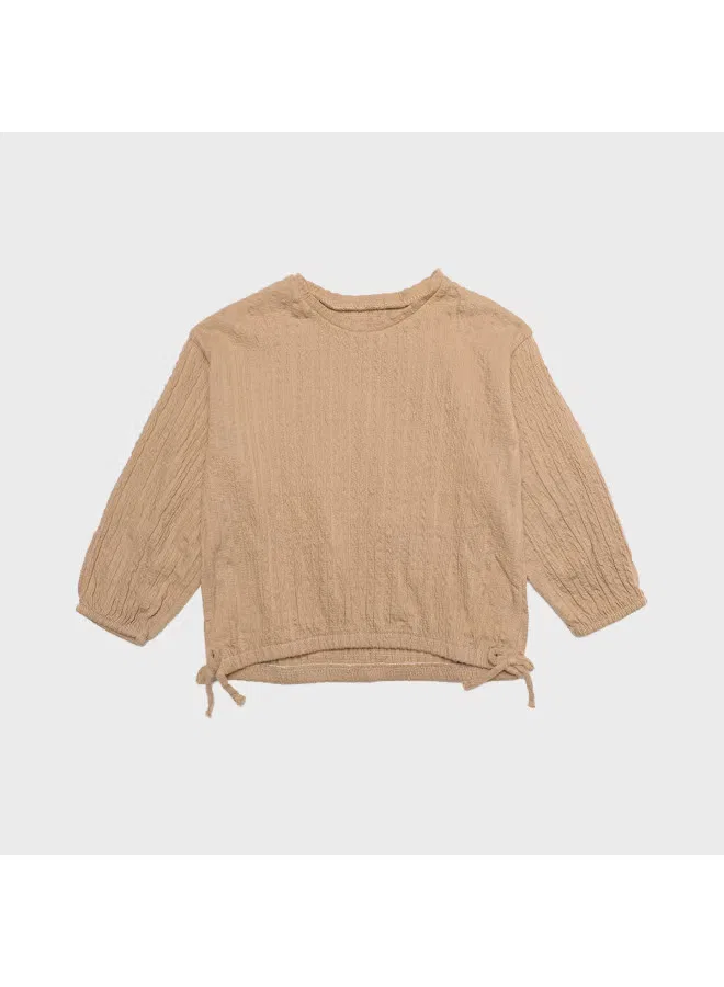 Футболка с длинным рукавом на кулиске Zara, хаки — фото 2