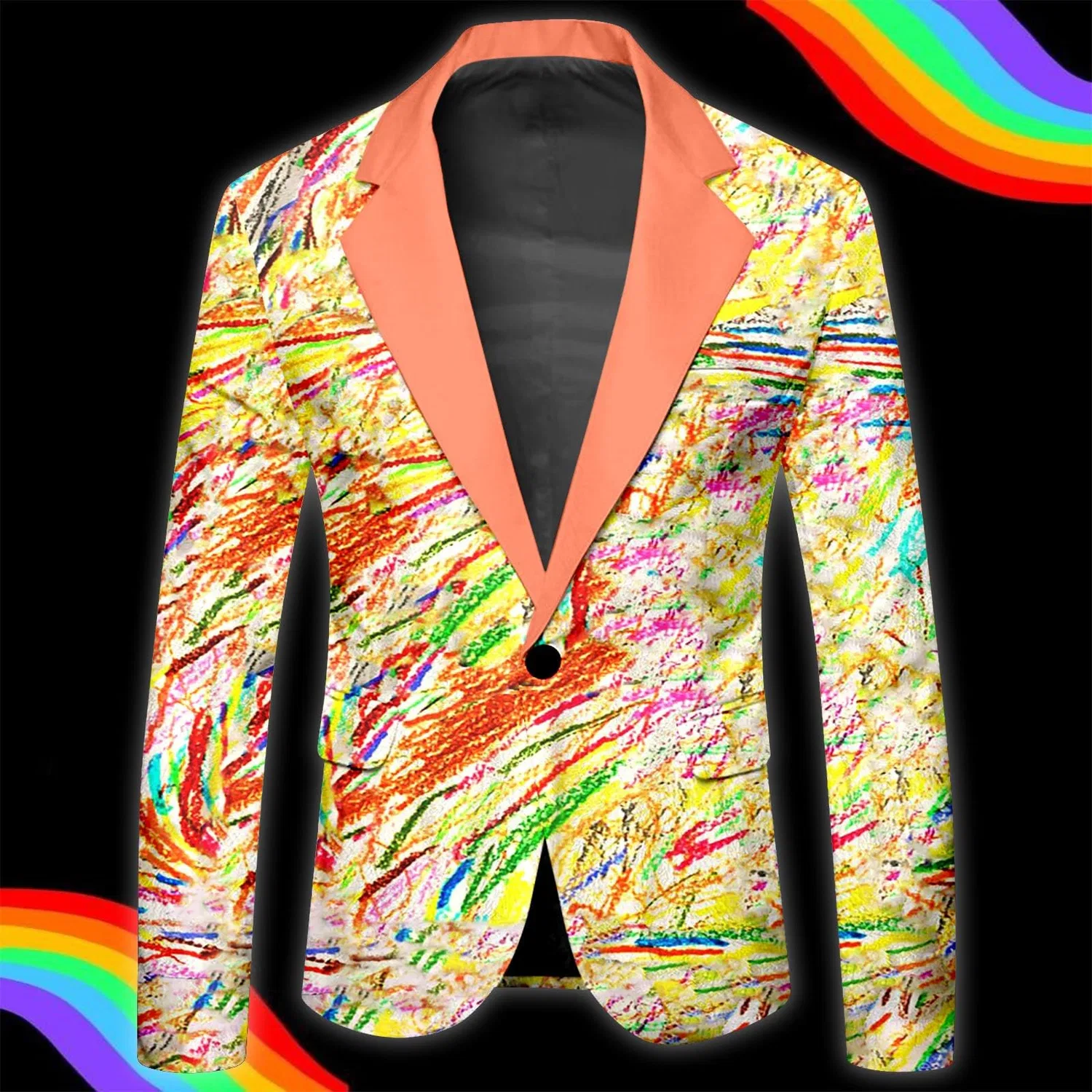 Мужская куртка с длинным рукавом Solid Color Fashion Sequins Slim Fit Long Sleeve Lapel Casual Suit Boy, 3-orange — фото 2