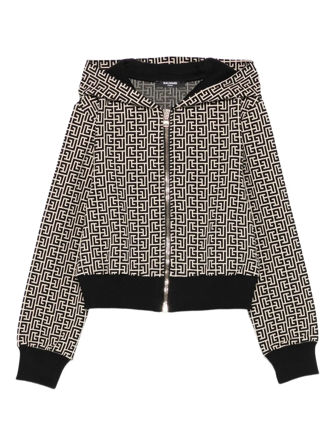 Свитшот с капюшоном и монограммой Balmain, нейтральные