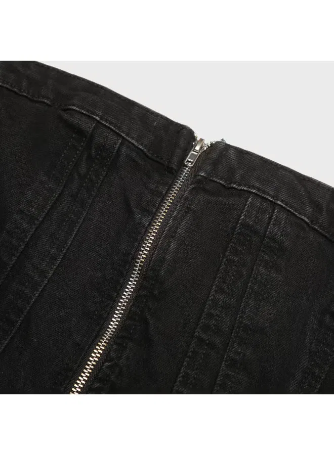 Топ джинсовый с застежкой-молнией, Zara, черный — фото 4
