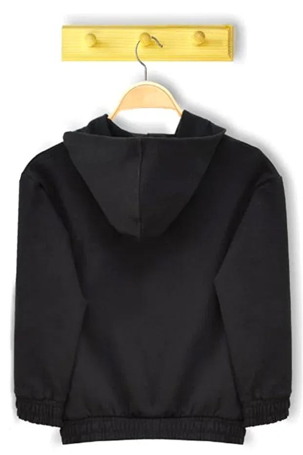 Детское худи для девочек с принтом Bear Printed Hooded Sweatshirt Dijitex, Black — фото 3