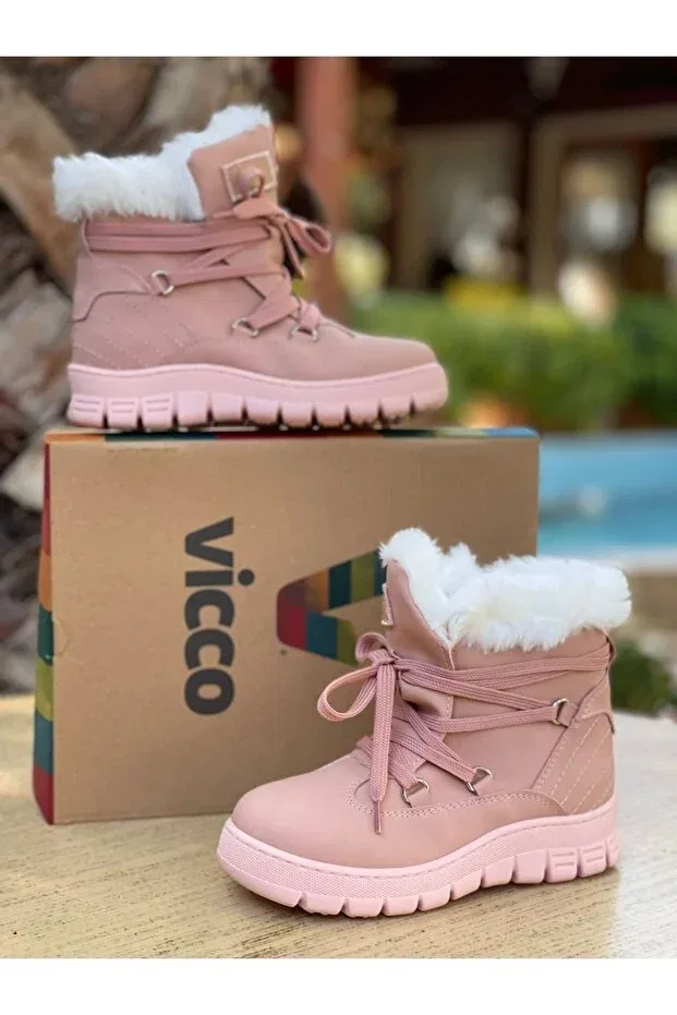 Детские ботинки для девочек с принтом Kappa fur baby girl powder boots Vicco, Powder
