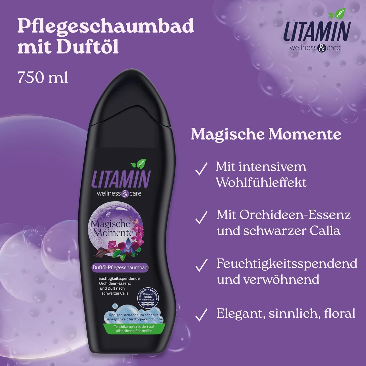 Пена для ванны Magic Moments, Litamin, 750 мл, Black Calla — фото 2