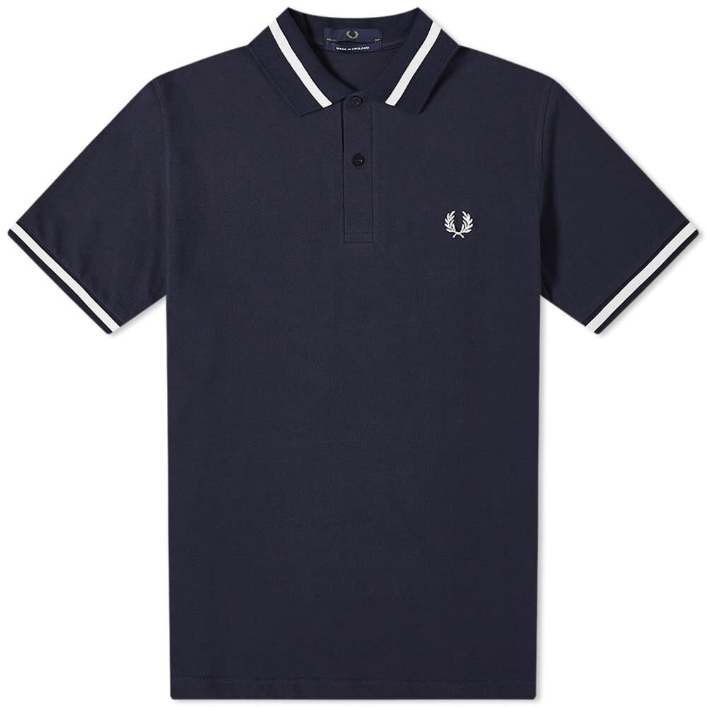 

Футболка поло Fred Perry Original Single Tipped с полосками на вороте и рукавах, синий, Черный, Футболка поло Fred Perry Original Single Tipped с полосками на вороте и рукавах, синий