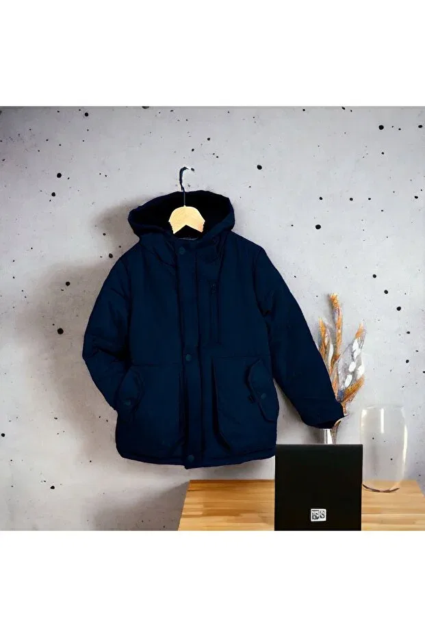 Детское пальто для девочек с капюшоном Cicis of my mini Minigimin Cicileri, Navy Blue