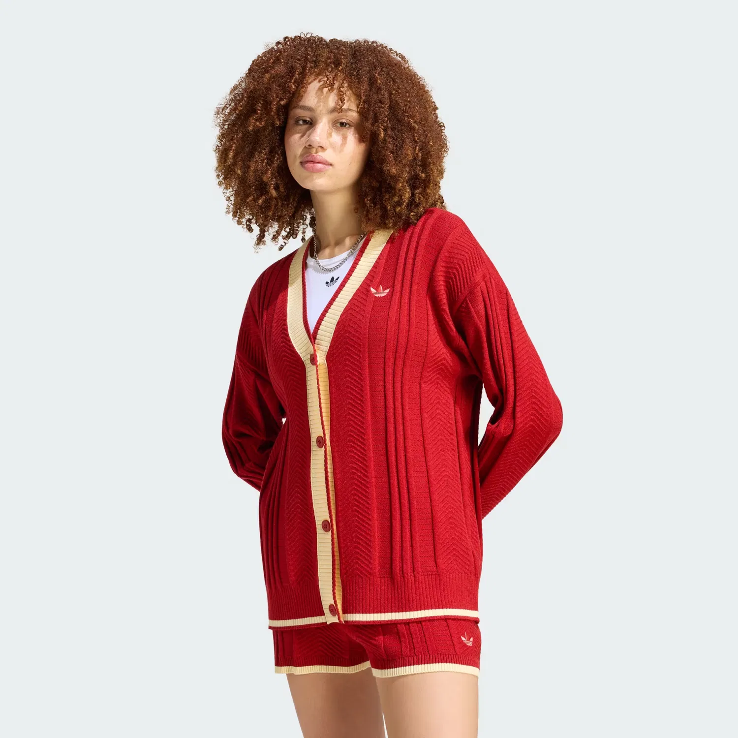 Женский кардиган крупной вязки Cable Knit Adidas Originals, Team Victory Red