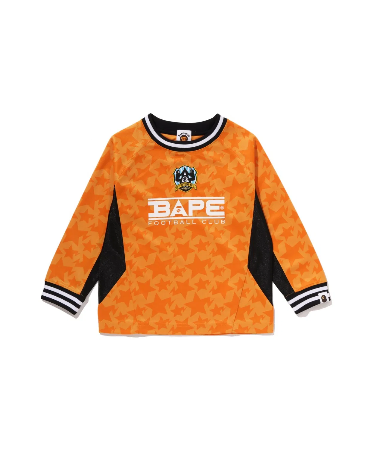 Детская футболка с длинным рукавомс принтом STA ALLOVER EMBROIDERY PATCH LS TEE A BATHING APE, Orange
