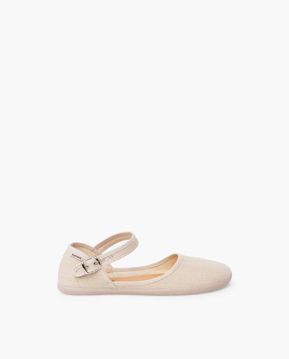Детские туфли-лодочки barefoot из льна Merceditas Pisamonas, Beige