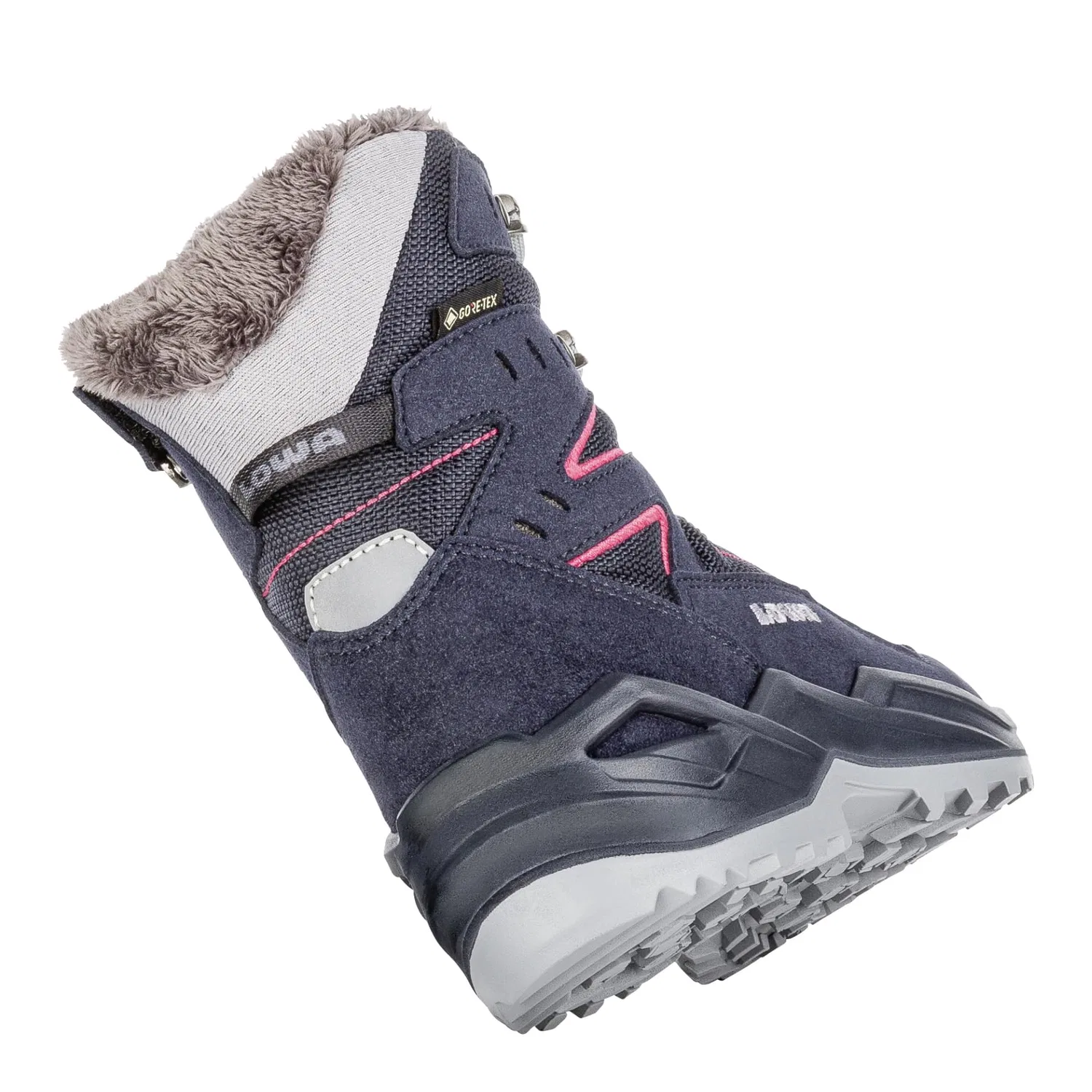 Детские зимние ботинки для мальчиков с мембраной Linen Gtx Hi Jr LOWA, Grape Cream — фото 2