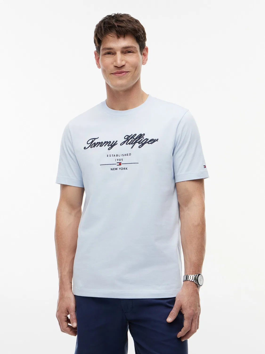 Футболка с текстурированным логотипом Tommy Hilfiger, Breezy Blue
