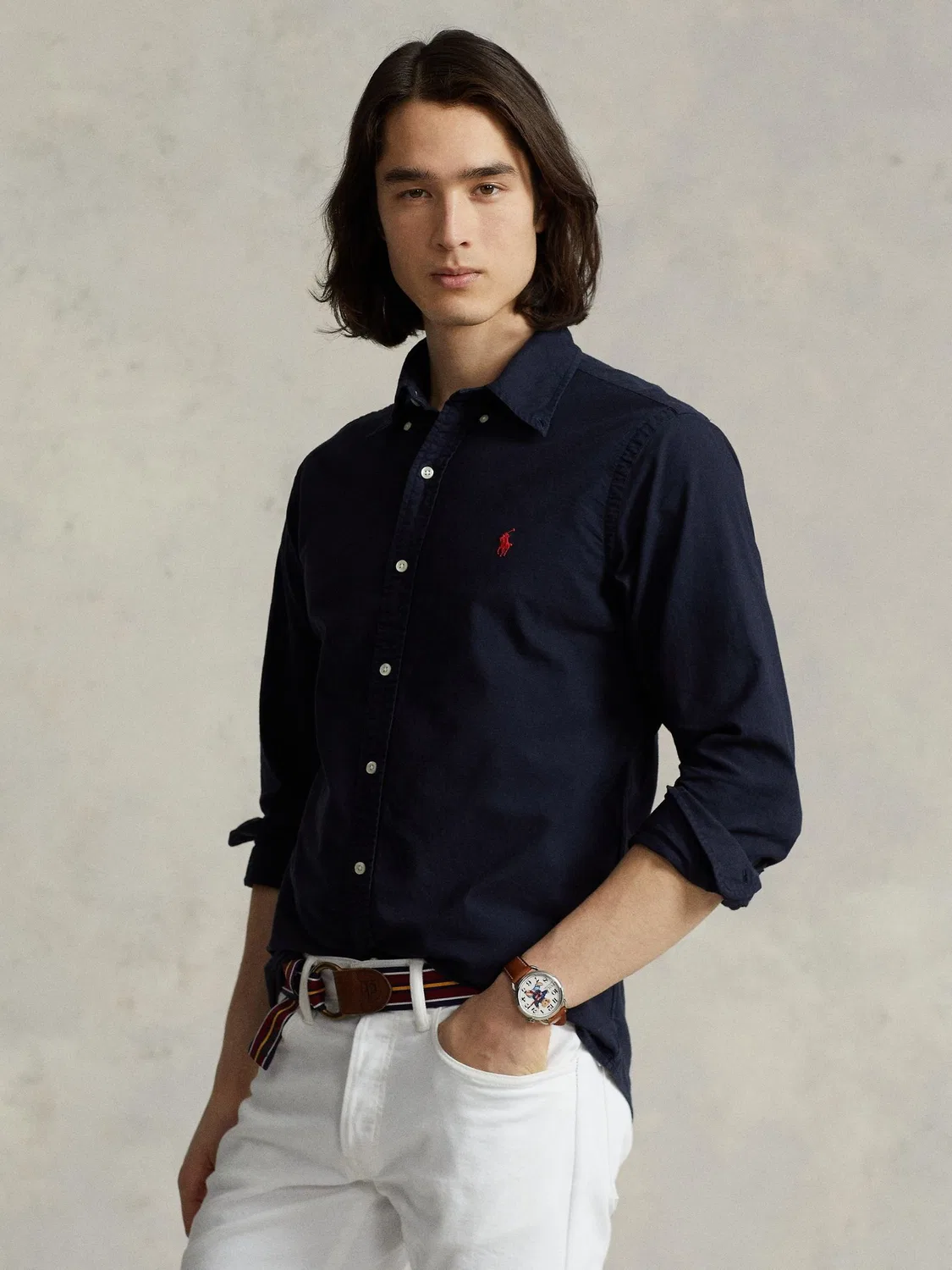 Рубашка оксфордская с длинным рукавом Polo Ralph Lauren, синяя
