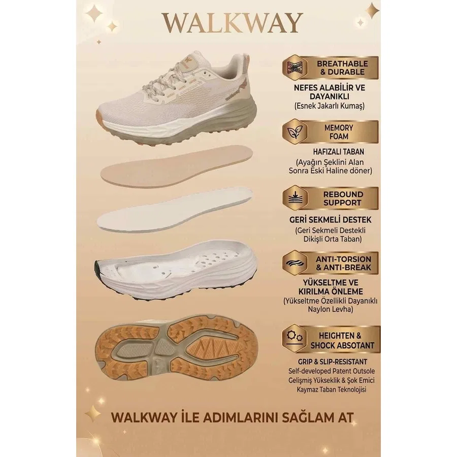Спортивные кроссовки с памятью формы Walkway B25RA162 G, Бежевый — фото 3