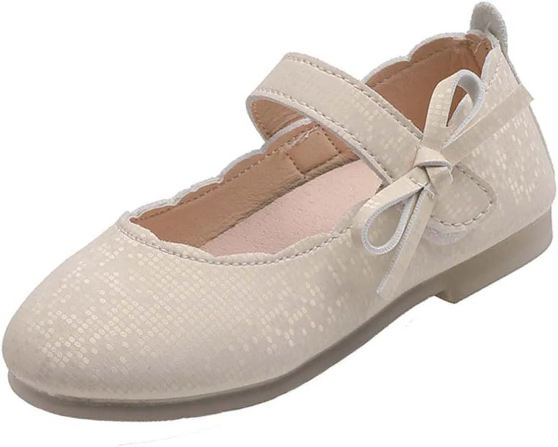 Детские туфли для девочек с боковым бантом Мэри Джейн, Beige