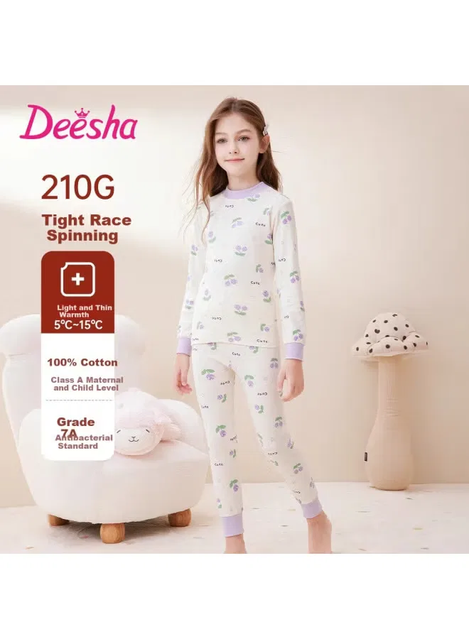 Комплект термобелья из хлопка для девочек Antibacterial 40s compact spinning Deesha
