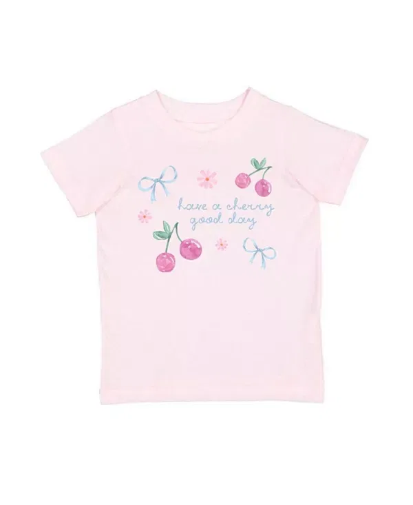 Детская футболка для девочек с принтом Cherry Good Day Sweet Wink, Ballet Pink