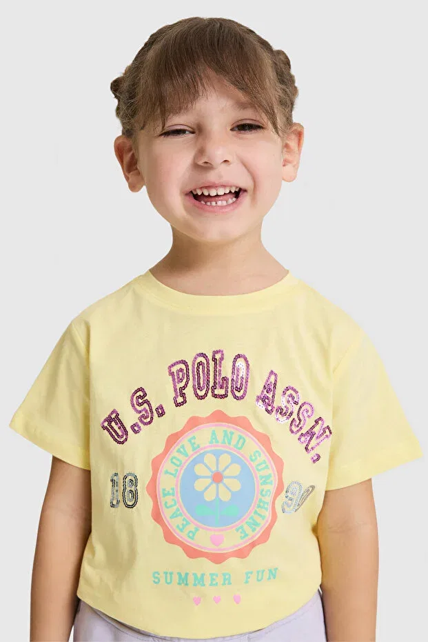 Детская футболка для девочек хлопковая U.S. Polo Assn., Light Yellow — фото 2