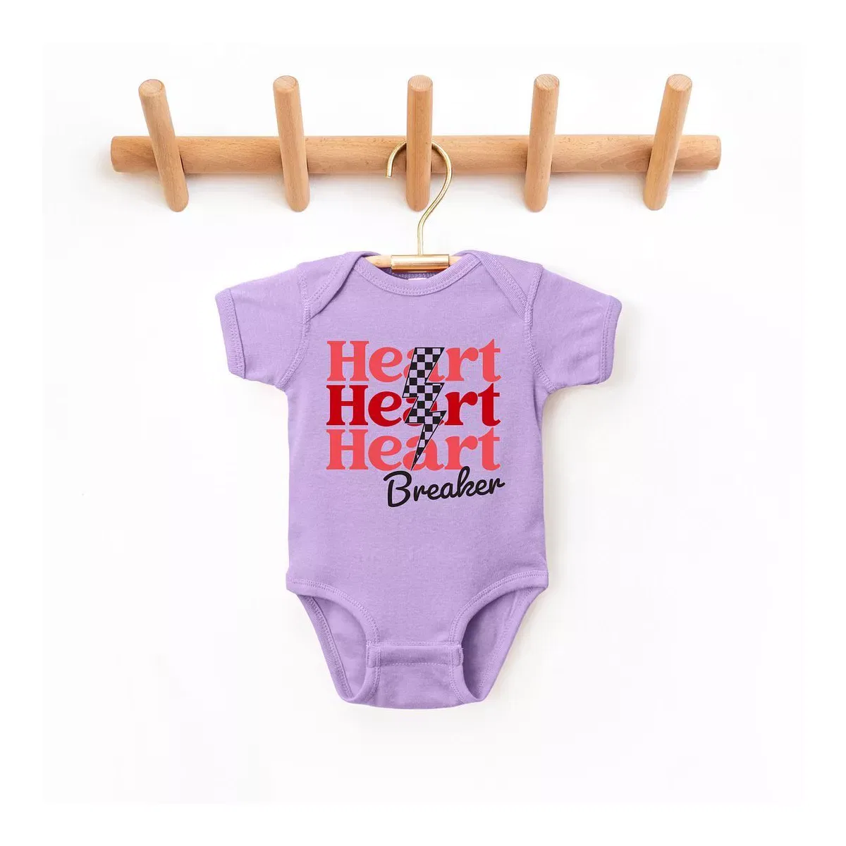 Детский боди с принтом Heart Breaker Checkered Bolt The Juniper Shop, Lavender