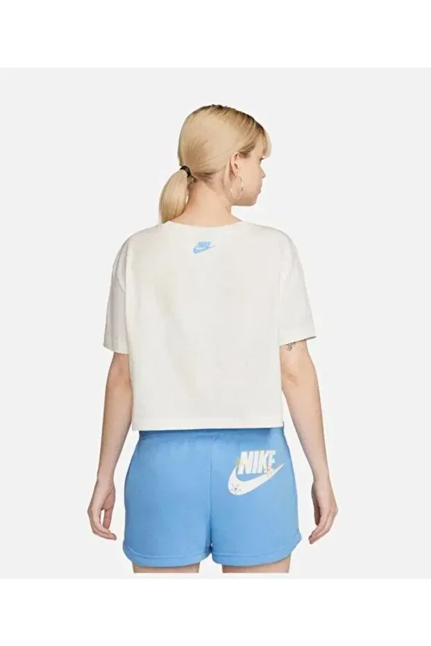 Женская футболка с принтом Sportswear Futura Flover Graphic Crop T-Shirt Nike, Nude Color — фото 2