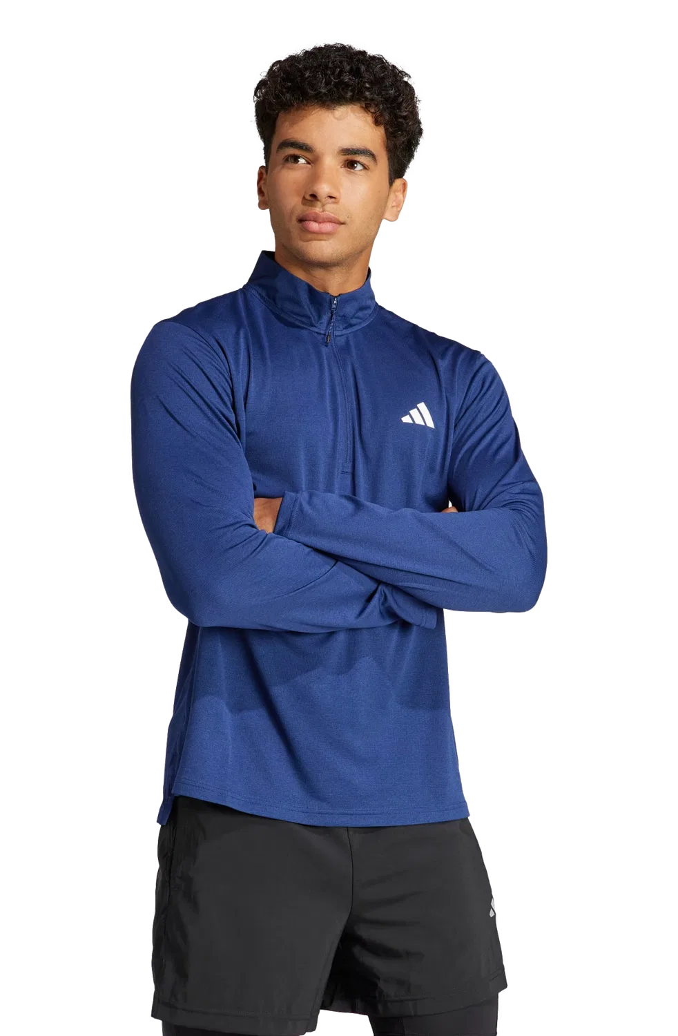 Мужская спортивная футболка с полузастежкой Adidas, синий — фото 2