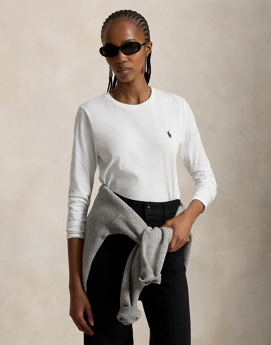 Вязаная футболка Polo Ralph Lauren белого цвета — фото 2