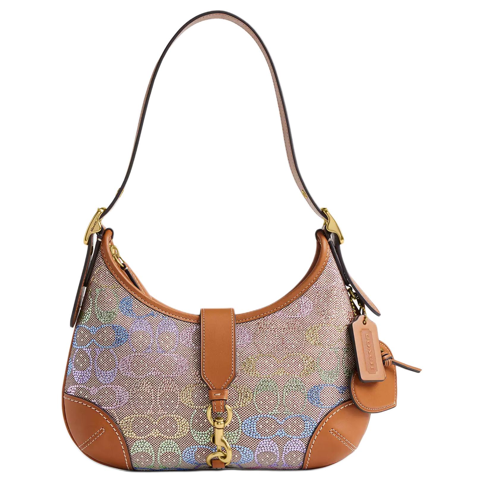

COACH Сумка через плечо Hamptons Iconic Jacquard Fabric с кожаными вставками, большая, женская, мультиколор