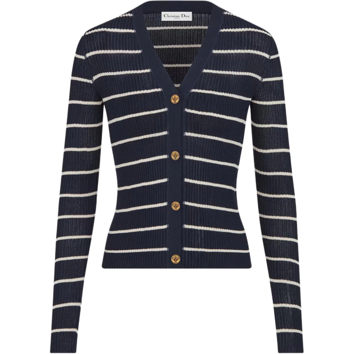 Женский вязаный кардиган с V-образным вырезом, Navy Blue, DIOR