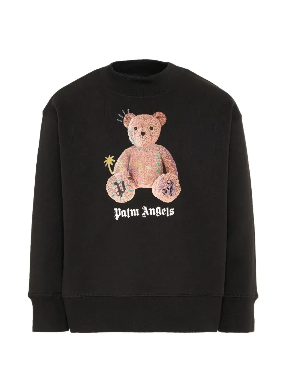 Свитшот с принтом логотипа и мотивом медведя Palm Angels Kids, черный