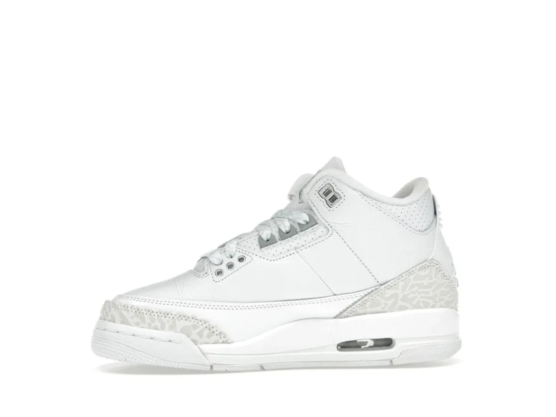 Детские кроссовки с сетчатым верхом Jordan 3 Retro, White/White/Metallic Silver — фото 3