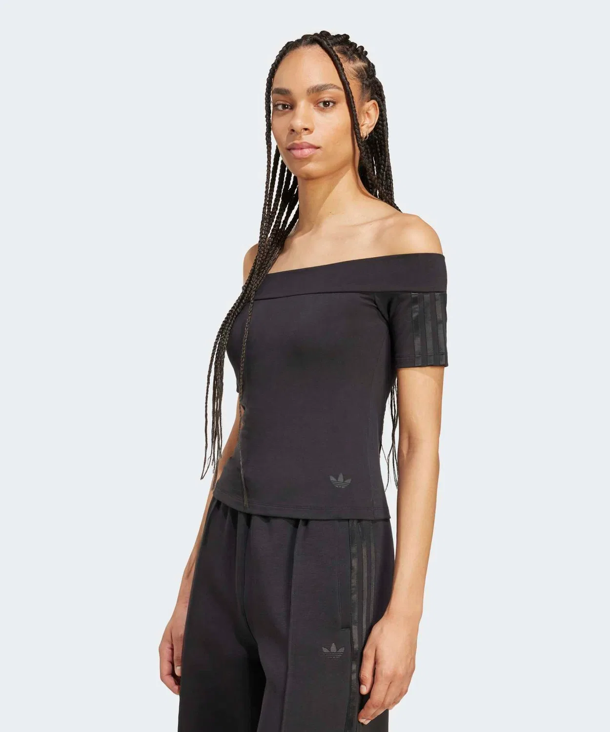 Женская футболка с банджи-воротником и принтом Adidas Originals, Black