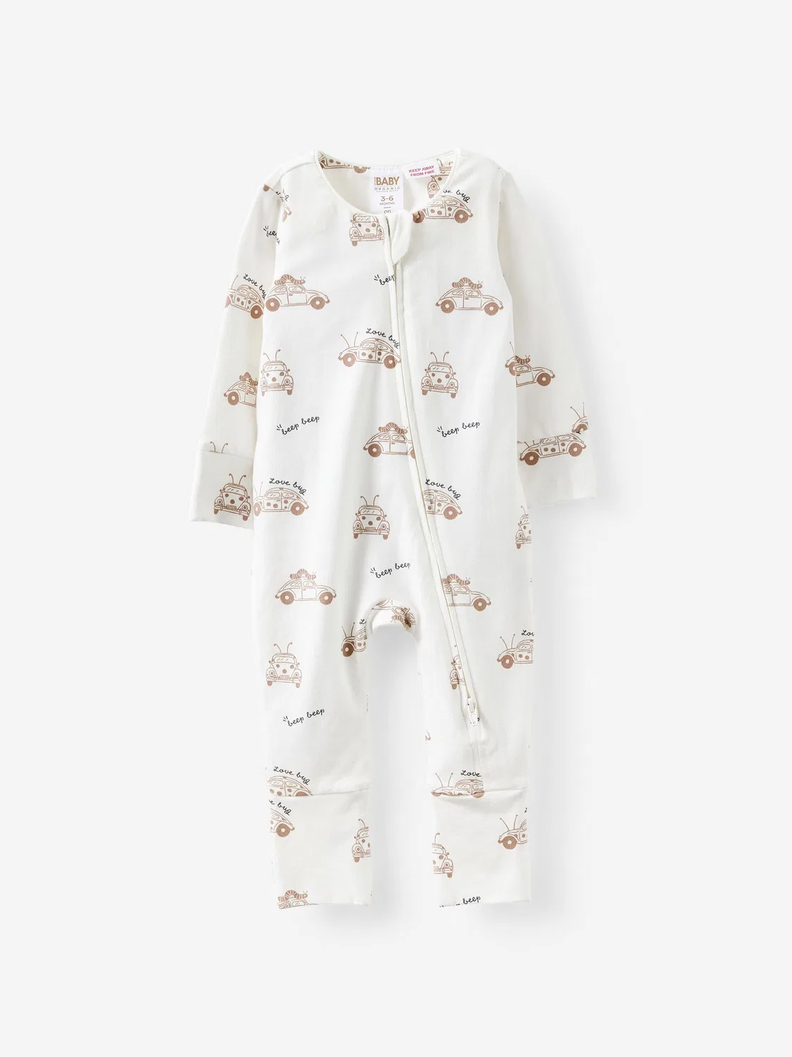 Ромпер с длинным рукавом, Vanilla/Beep Beep Love Bug Cotton On