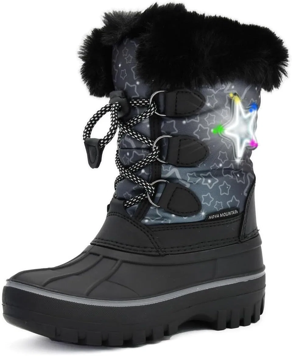 Детские зимние снежные ботинки с подсветкой Nova Mountain Light Up для мальчиков и девочек Nova Footwear, Greystar