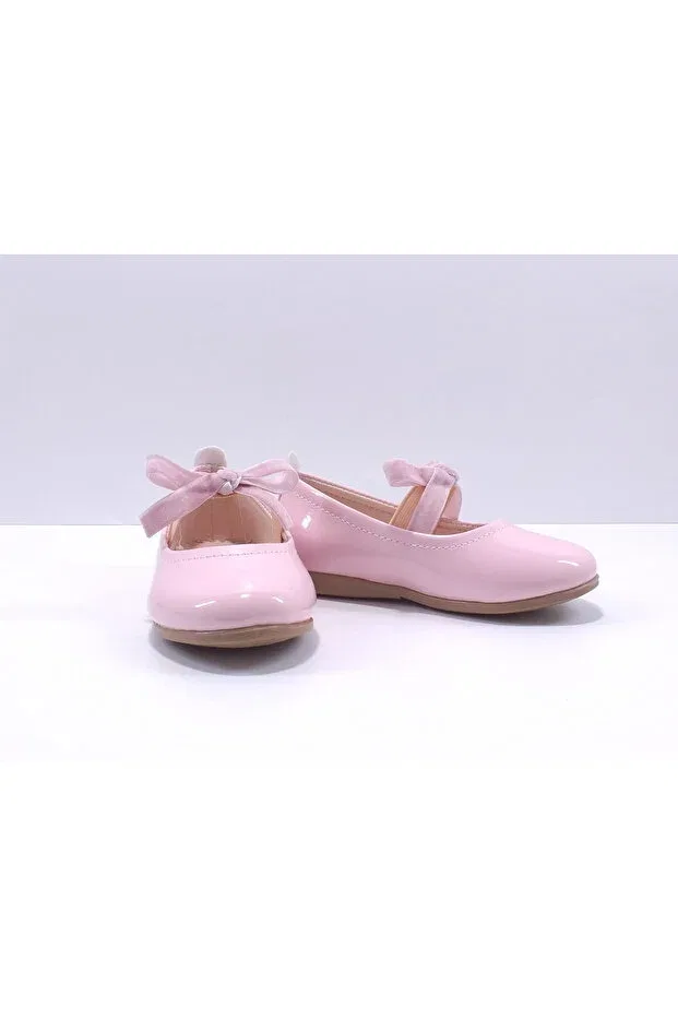 Детские балетки для девочек с бантом Rubber Bow Patent Leather Kidimo, Pink — фото 3