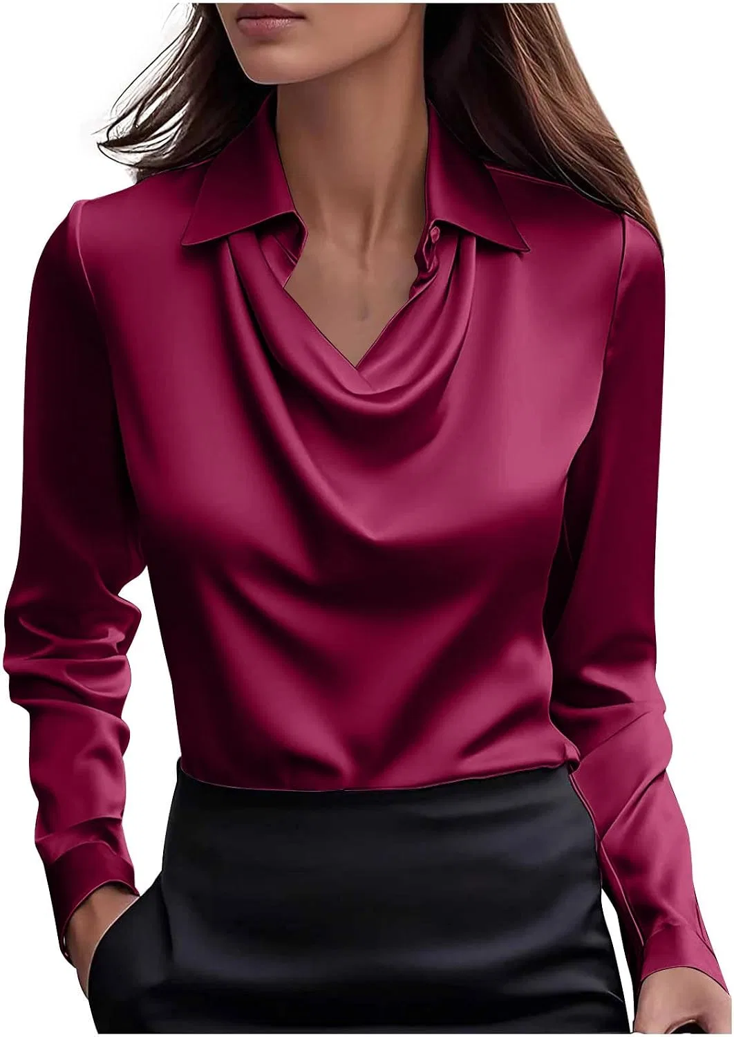 Женская элегантная блуза с воротником-хомутом Pelang, Hot Pink