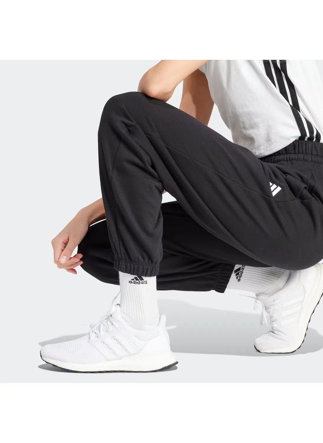 Джоггеры с манжетами Small Logo French Terry Adidas, черный — фото 4