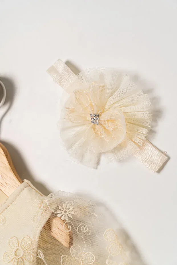 Детское платье для девочек с вышивкой Miniday Baby, Beige — фото 2