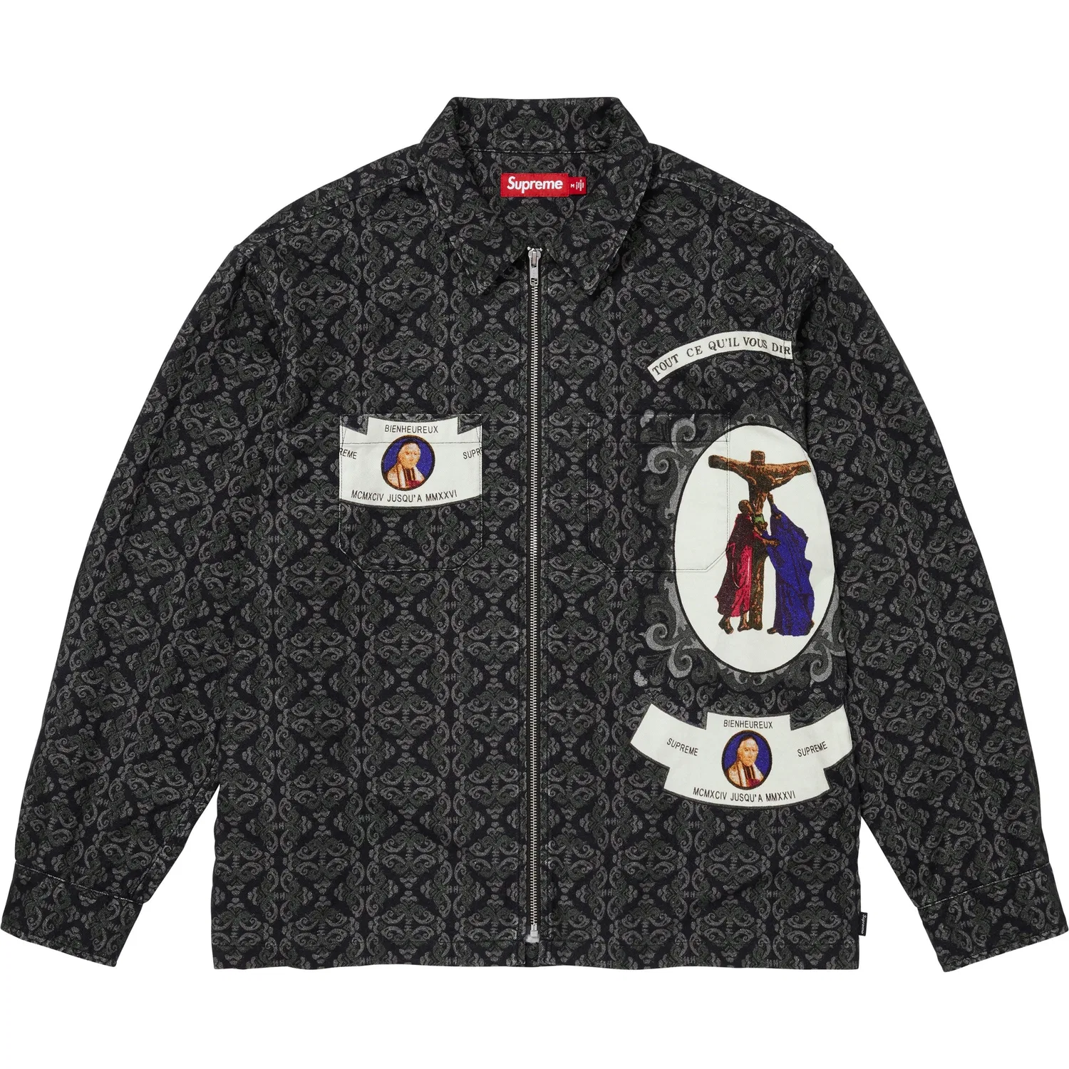 Унисекс рубашка с воротником Supreme, Black