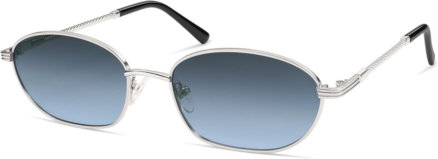 

Ретро-солнцезащитные очки овальной формы для женщин и мужчин, винтажный стиль 90-х, шестиугольная форма, модные металлические солнцезащитные очки AP3716 Appassal, C3 Silver/Blue