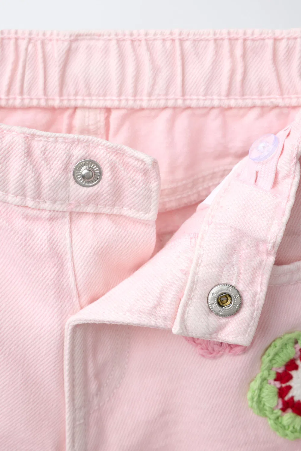 Бермудские шорты из саржи с вязаными цветами ZARA, Pink/White — фото 3