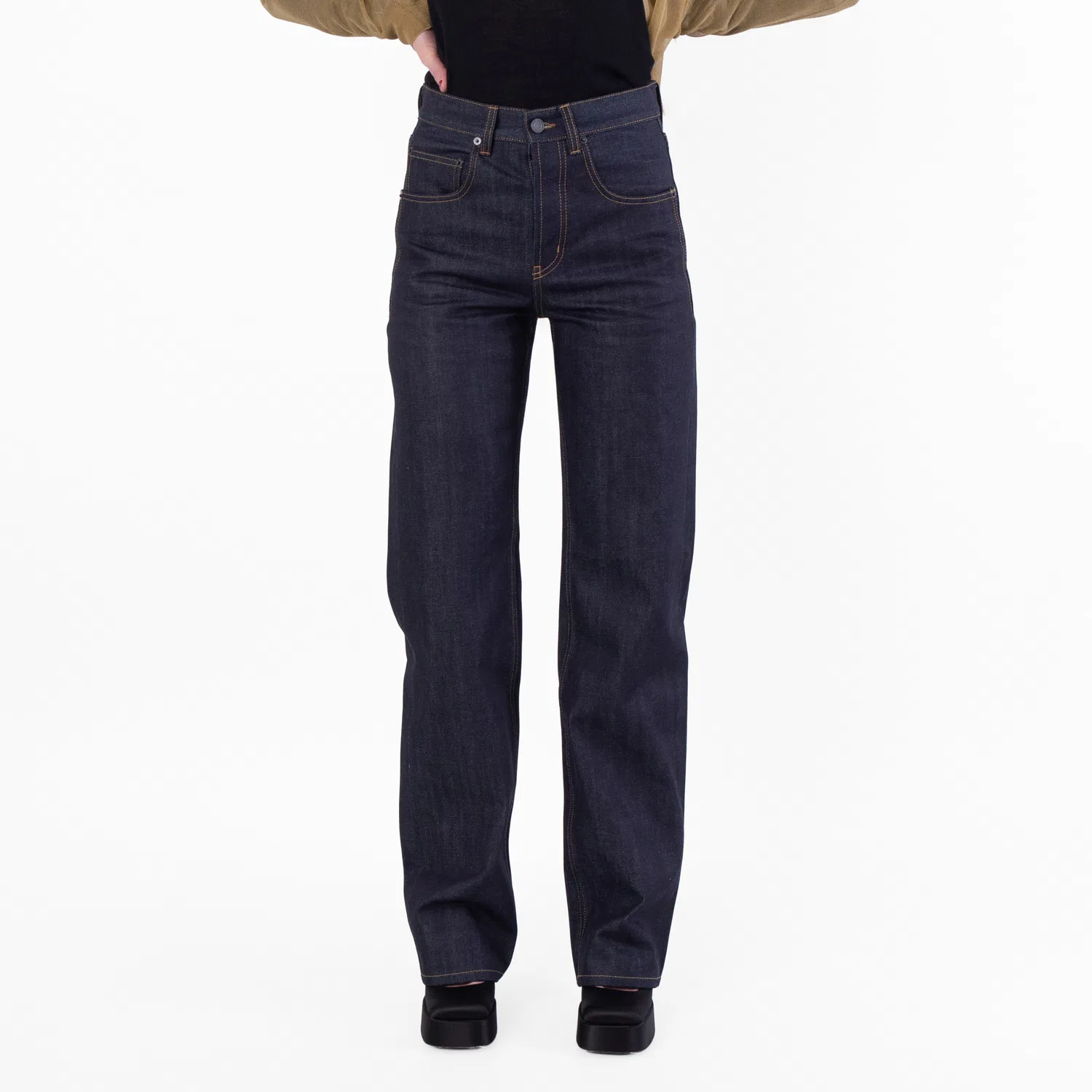 Джинсы клеш от колена с пуговичной застежкой Saint Laurent, Blue