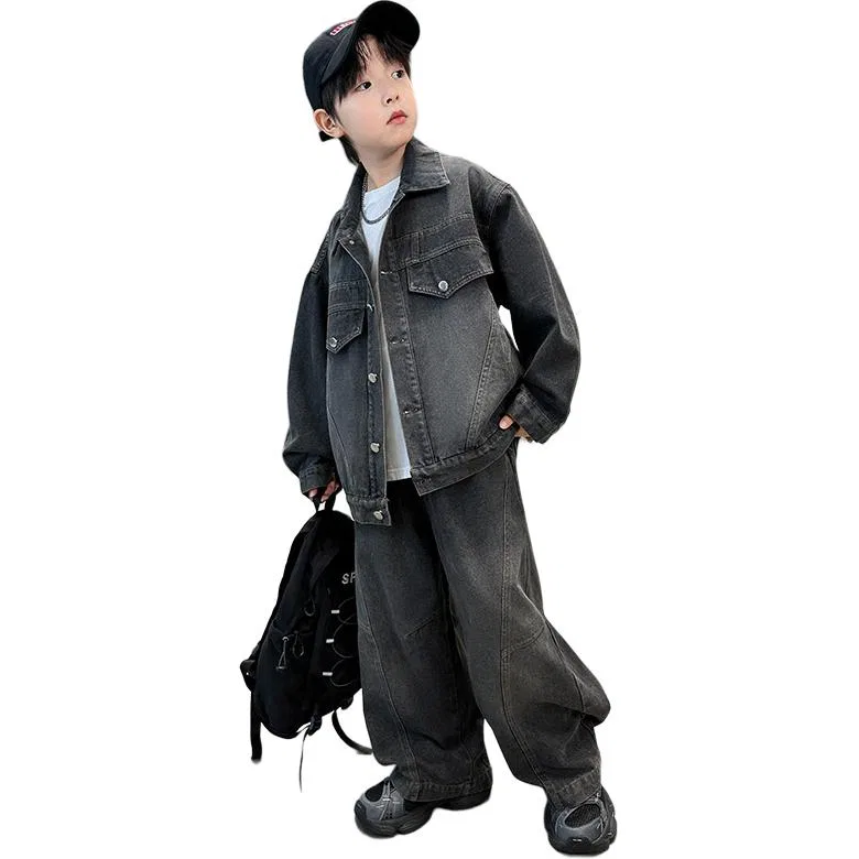 Детский комплект из джинсовой футболки и брюк MADALLO, Denim Blue — фото 3