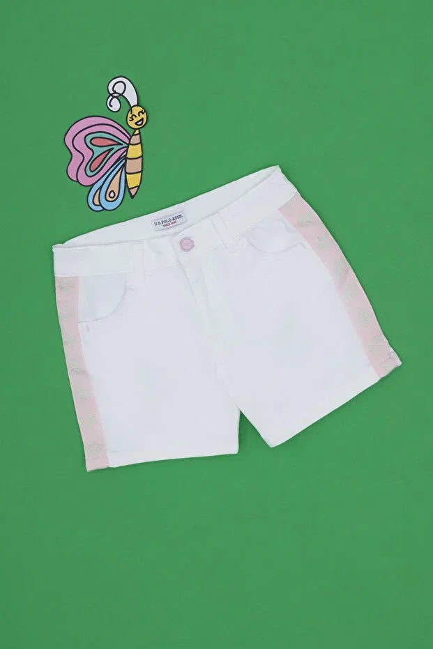 Детские шорты для девочек с длинным карманом U.S. Polo Assn., White — фото 3